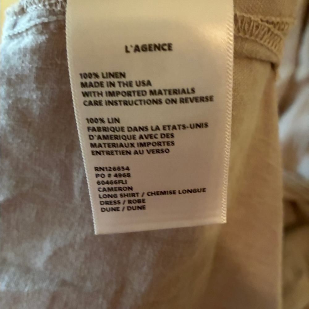 L'agence Cameron Dune Belted Linen Long Shirt Dress Medium - Picture 6 of 6